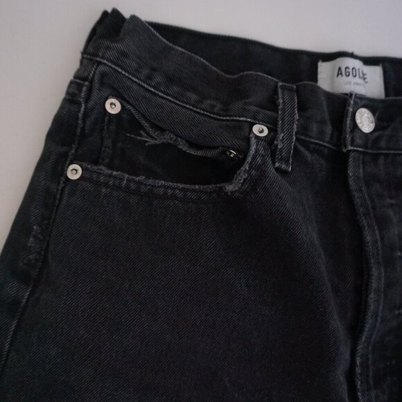 Agolde 90's Black Distressed 100% Cotton Button Fly Straight Leg Jean 26 - Picture 9 of 16